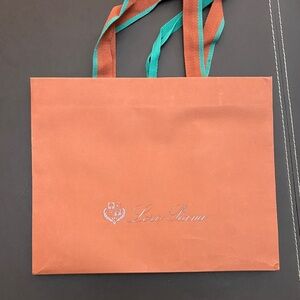 Loro Piana Coral-Orange Tote with Teal Handles